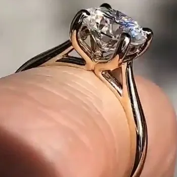 Женски пръстен от бяло злато 10 карата с муассанитом и диаманти в 1, 2, 3, 4, 5 Карата, Кръгло Сватбена Халка на Годишнина от Годеж, Модерен Пръстен