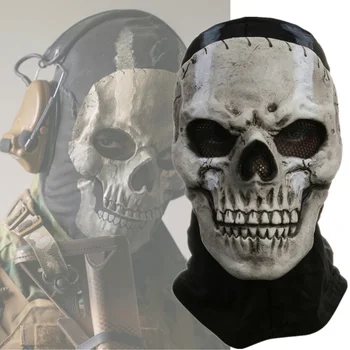 Гореща игра Call of Duty, Латексова маска, Призраци на Ужаса, Качулка с черепа, шапка, Каска, Cosplay, костюми за възрастни, Унисекс, Подпори за Хелоуин