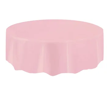 Кръгла светло розова Пластмасова покривка, 84 инча