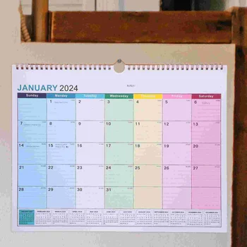 Английски стенен календар Месечен окачен календар Домашен Голямо бюро Месечен офис за домашния офис Хартия план-график Бележка за годишното планиране