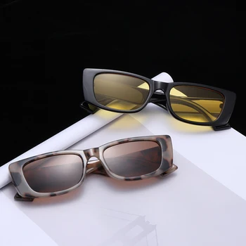 1 ПРЕДМЕТ, нови слънчеви очила с UV400 защита от ретро-малък правоъгълник, популярни слънчеви очила за плажни пътуване, Модни нюанси точки за улицата