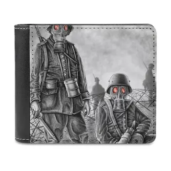 Мъжки портфейл Dogs Of War, Кожен мъжки кратък чантата с няколко карти, модерен портфейл, Първата световна война, Великата война, Немски