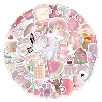 63шт Розови анимационни стикери за прекрасни момичета Естетически украса за хладилник телефон лаптоп на канцеларски материали, стикери за стени, детски играчки 