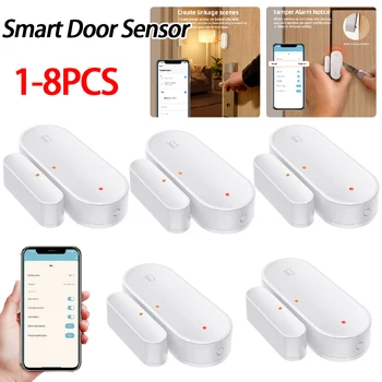 Sasha WiFi Сензор на вратата на един умен дом Аларма Детектор за отваряне / затваряне на врати и Управление на приложение Smart Life Работа с Алекса Google Home
