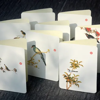 1бр (Xi Man) Поздравителна картичка с птици и цветя, 8 елемента в китайски стил с конвертами, картички, творчески листовки