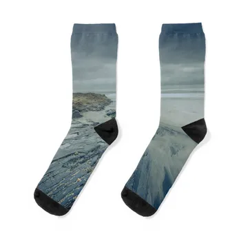 Уайт Strand, Дунбег, графство Клеър - Чорапи с ирландския пейзаж, забавни чорапи, идеи за подаръци за Свети Валентин, мъжки, Дамски чорапи, мъжки