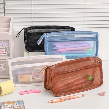 Прозрачна папка за документи, джоб за моливи с цип, чанта за моливи, ученически пособия, стационарни