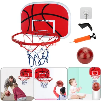 Баскетболни врата с топка и помпа, мини-баскетбол обръч, Регулируем баскетболно система, игри на закрито и на открито за деца