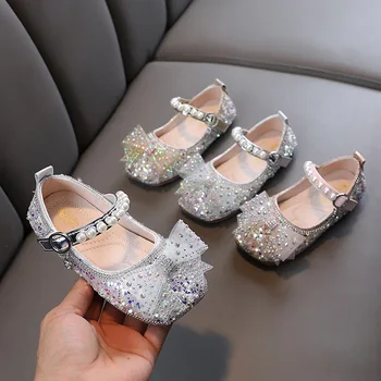 Обувки за изказвания за момичета, обувките Мери Джейн, сватбени обувки с мъниста, Детска мода обувки за малките принцеси, Кожена лъскава Детски обувки