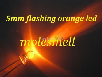безплатна доставка 200шт 5 мм Оранжева светкавица, светеща вода, прозрачни ярки led светодиоди