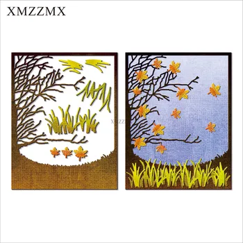 XMZZMX Фонова дъска с клоните на дърветата Метални печати за направата на картичките Комплекти печати за подпечатване от хартия Шаблони за стабилизиране на параметрите на Листа