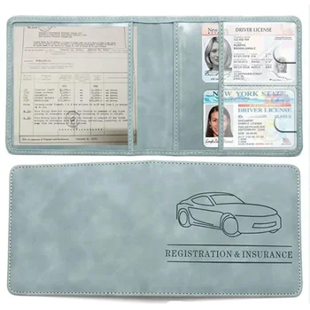 Държач за регистрация на автомобил, шофьорска книжка и застрахователна карта - Кожена жабката на колата, Органайзер за автомобилни документи