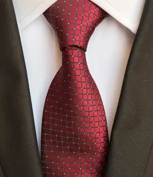 Нова мода 8 см Коприна мъжки червена вратовръзка в клетката, тай-жак, мъжки бизнес облекло за сватбеното парти, Бели вратовръзки, подаръци, сменящи кърпичка