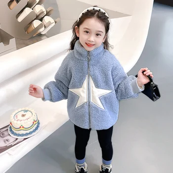 Зимно яке-пуловер с петолъчна звезда за момичета