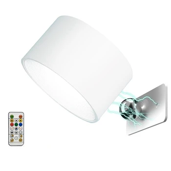 Led стенни аплици, стенни RGB-лампа с USB батерия, въртящ се на 360 ° магнитна топка, безжичен стенен лампа за прикроватной нощни шкафчета