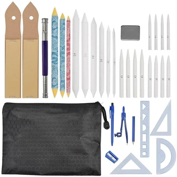 Набор от артистични блендеров 33шт, комплект за рисуване, моливи за избърсване на хартия, Моливи за чертане, Пособия за рисуване, инструменти за рисуване на художници