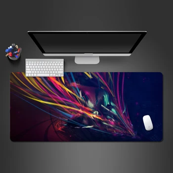 Абстрактен творчески гумена подложка Color Bar Bloom, нескользящий геймърска подложка за мишка с модерен дизайн, офис, къща, голям настолен мат