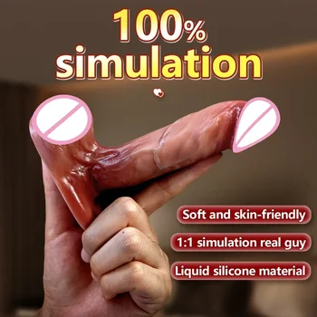 Вибратор със супер кожата, медицински силикон, реалистични грим, вибратор с каишка на присоске, член на секс-играчки за възрастни, женски мастурбатор