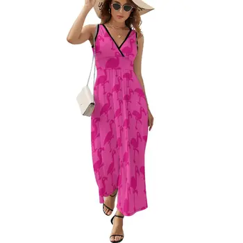 Фламинго - розова рокля без ръкави Паника, секси рокля за жените, рокли summer woman 2023, вечерни рокли за жени