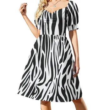Черно-бяла рокля без ръкави на Zebra рокля за парти летни дрехи за жени в елегантна вечерна рокля за жените 2023