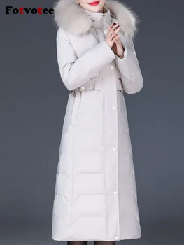 Fotvotee Зимно палто, дамски naka яке, Корейската мода Елегантни Дамски дрехи, Изолирана Топли Дълги паркове, палта, Градинска дрехи, връхни дрехи
