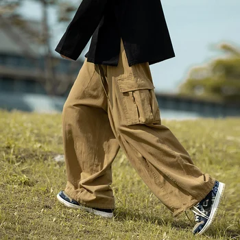 Голям размер 5XL-M, Панталони-карго Cityboy, Големи джобове, Широки Широки Мъжки Ежедневни зреещи, Мъжки панталони с завязками на щиколотках