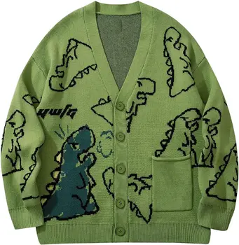 Пуловер с динозавром Hawlife, cartoony вязаный пуловер Kawaii, пуловер 003