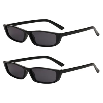 2X Правоъгълни слънчеви очила в ретро стил, дамски Модни очила 