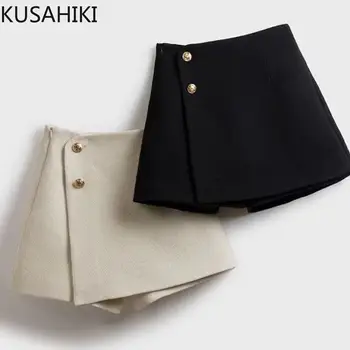 KUSAHIKI/ Модни Елегантна Корея къса пола с висока талия, Пролет / лято, Нов стил, стилни Дамски поли трапецовидна форма, с копчета, 2023 г.