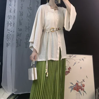 Реколта пола Hanfu Оригинално дамско традиционната рокля китайската династия Сун, пола за всеки ден в малка гънка, Стария Шанхай