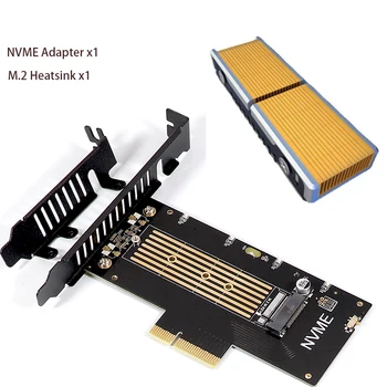 Адаптер, PCIe NVMe с Меден Радиатор SSD-диск, 64 Gb /с M. 2 Ssd Gen4 PCIe 4.0 X4 X8 X16 Разширяване Карта