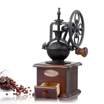 Ръчна мелница в ретро стил, ръчна машина за приготвяне на кафе с керамични черен пипер