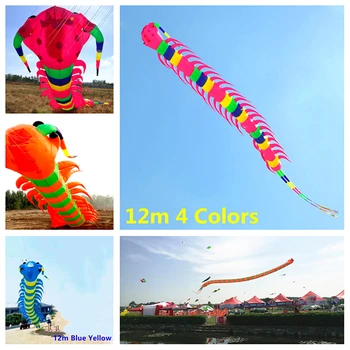 безплатна доставка на 12-метрова голяма Стоножка въздушен змии висулка летящ ветроуловитель въздушен змии опашки играчки на открито меки играчки dragon fly уиндсърф