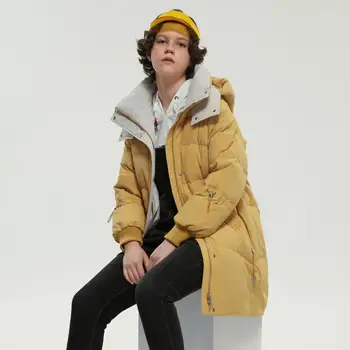 BOSIDENG/ нов дамски моден пуховик средна дължина, дамско зимно просто топло палто с качулка, топло утепленная на горно облекло B90141360