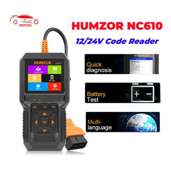 HUMZOR NC610 12/24 Четец на код на Двигателя J1939 За Кола Кола Скенер За Камион Дизелов ODB2 Диагностика Автоматично Инструмент PK NC601