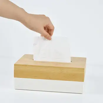 Държач за кърпички от бамбук + ABS, кутия за съхранение на домакински салфетки, Подвижни кутии за салфетки за настолни компютри, бижута, аксесоари за съхранение
