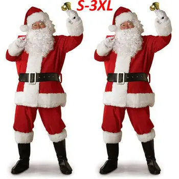 Коледен костюм на Дядо Коледа, cosplay, облекло на Дядо Коледа, на Карнавалните костюми за Коледа За мъже, 5 бр./лот, костюми За възрастни, топла разпродажба