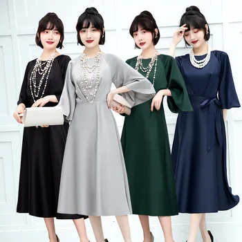 Ново вечерна рокля за жените 2023, темпераментное рокля в многоцветном стил, може да се носи както обикновено