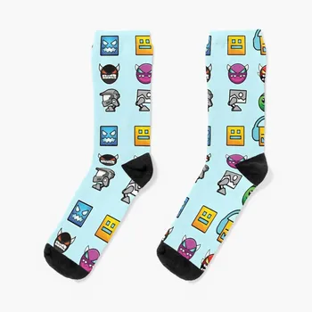 Чорапи geometry dash unblocked level, спортни чорапи, комплект от чорапи, чорапи дизайнерско на марката с цветен модел, чорапи за момичета, мъжки