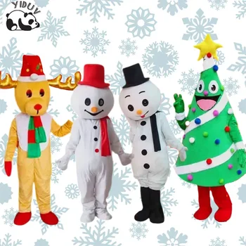 Коледен Cartoony костюм кукли, талисман Костюм на Дядо Коледа, Прогулочный костюми за възрастни, Снежен човек, Лосове, Подпори за cosplay