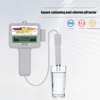 Тестер за хлор, РН-метър, 2-в-1, наблюдение на нивото на водата, измерване на PH-хлор, преносим машина за висока точност, лесна за използване за спа-басейн.