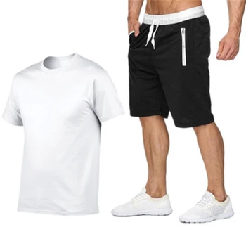 2022 Лято от памук и коноп 2021, комплект от две части, мъжка тениска с къс ръкав, съкратен топ BL18