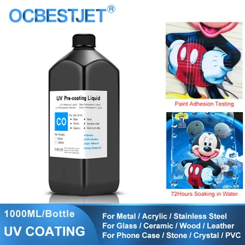 1000 МЛ течност за UV-покритие, без мирис, хоросан за предварително UV обработка за UV-tablet принтер за стъкло, дърво, метал, кристал, кожа, керамика, PVC