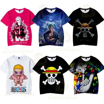Тениски с 3D принтом от Японски аниме One Piece, Ежедневни тениски с къс ръкав, Японската мода за Момчета, Детски Тениски 110-160