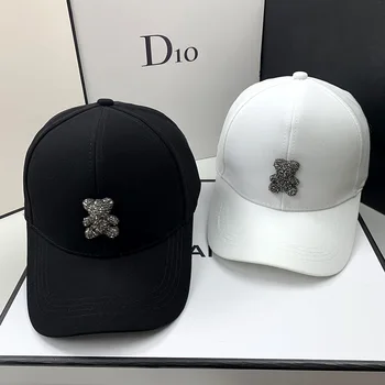 Модерен дизайн лятна бейзболна шапка за жени Корейски дива мечка шапки с пайети Слънчеви очила Улични Kpop Външни козирки Хип-хоп шапка