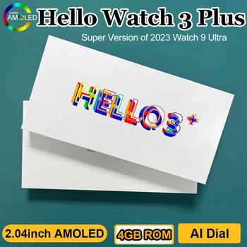 Здравейте Watch 3 Plus Ultra 2024 Умен Часовник AMOLED Watch 9 IWO 4GB Compass Local Music Gen 3 Умни Часовници За Мъже PK HK9 Ultra 2