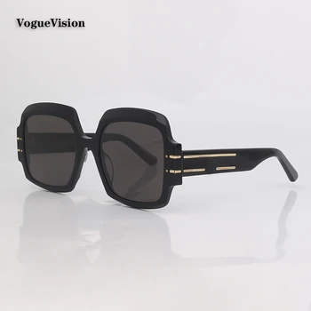 Негабаритная Ацетатная дограма за Големи Квадратни слънчеви очила дамски Модни дамски слънчеви очила С Метално покритие на Външните очила с защита от uv