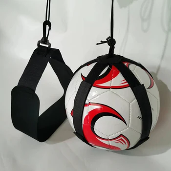 Тренировъчен колан за футбол, Регулируеми тренировъчен симулатор за футбола Подходящ за размера на топката 3 4 5 Solo Soccer Trainer за тренировка на жонглиране и ритници