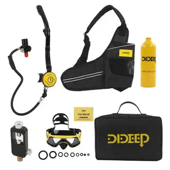 Мини-резервоар за гмуркане DIDEEP обем 1 л с капак за понижаване на налягането в комплект с водолазными очила, ремък, адаптер за пълнене на чанти, Дрешки за гмуркане