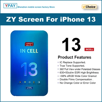 ZY Incell екран за iPhone 13 LCD Сензорен дисплей Дигитайзер в събирането на Резервни части, LCD дисплеи TRUE TONE